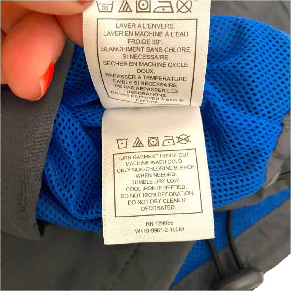 Disney Parks Unisex Size Small Windbreaker Jacket Blue and Grey with Hoodie